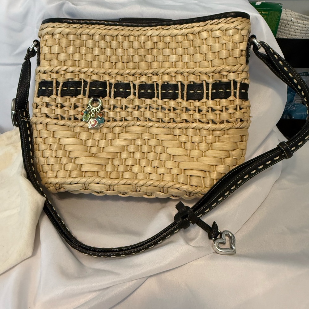 Brighton Woven Black and Tan Shoulder Bag